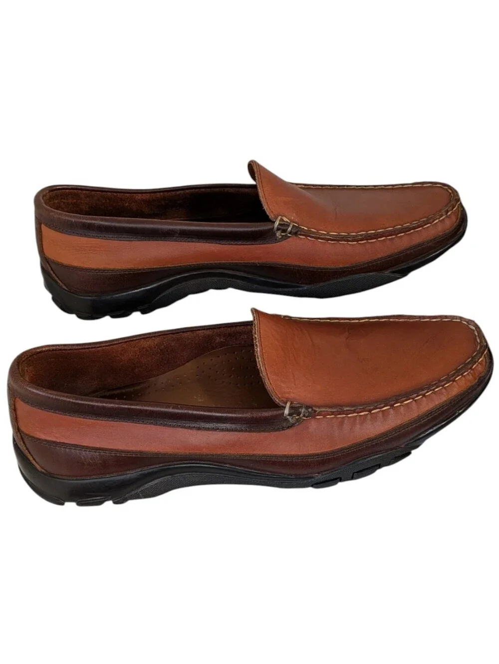Allen Edmonds Two Tone Brown Boulder Venetian Driving Moccasin Loafer Size 10.5D